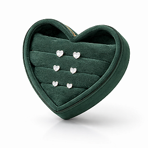 Brincos Trio Corações Zircônia Branca - Prata 925