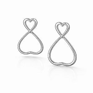 Brinco Com Corações Vazados - Prata 925