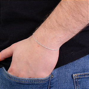 Pulseira Masculina Elo Cadeado - Prata 925
