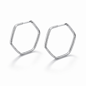 Argola Sextavada 1,5cm - Prata 925