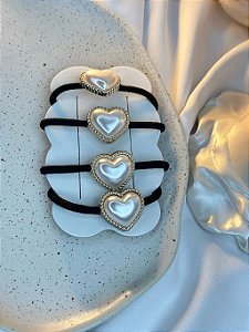 Kit 4 Elásticos de Cabelo Coração de perola