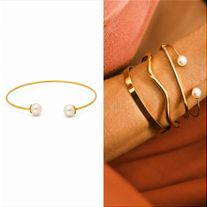 Bracelete com Pérolas - Banhado Ouro