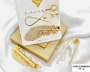 Kit Presilha Folha Strass