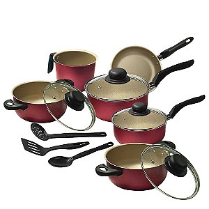 Conjunto De Panelas Antiaderentes Teflon Rose E Preto