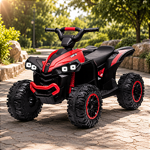 Mini Quadriciclo Elétrico Infantil 6V Vermelho com Luz LED Som Bateria Recarregável Até 30kg