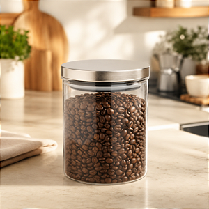 Pote de Vidro Hermético Redondo 800ml com Tampa Inox Vedação Silicone Porta Mantimentos Cozinha