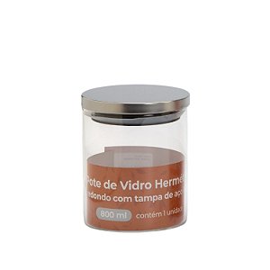 Pote Hermético 800ml Tampa Inox Alimentos Condimentos Vidro