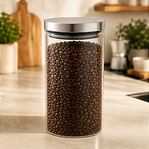 Pote 1,5l Hermético Tampa Inox Mantimento Condimento Vidro