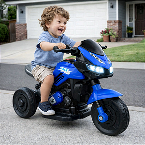 Mini Moto Elétrica Infantil 6v Dark Azul Com Musica E Luz