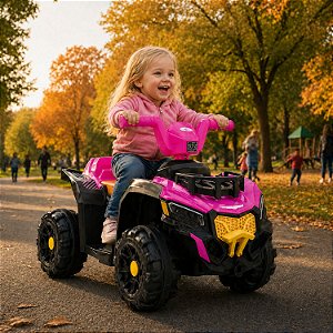 Mini Quadriciclo Elétrico Infantil 6v Rosa Adventure Unitoys