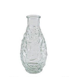 Vaso vidro transparente textura 14cm