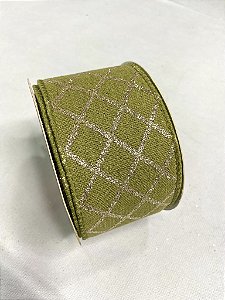 Fita natal aramada verde com dourada