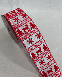 FITA ARAMADA VERMELHA/BRANCA 6,3cmx9,14M