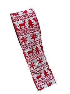 Fita natal vermelha com branca