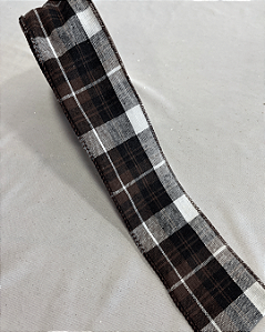 Fita aramada xadrez marrom 6,3cm x 9,14m