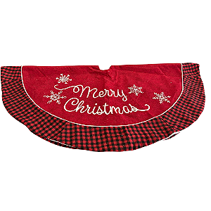 Saia para árvore de natal vermelha Merry Christmas 120cm