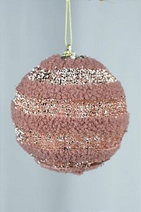 Bola decor rosa com pelucia 10cm c/ 03