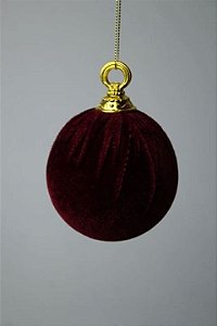 Bola decor veludo bordo 10cm c/ 03