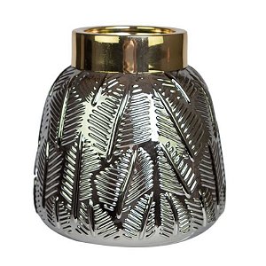 Vaso vidro cinza espelhado 19cm