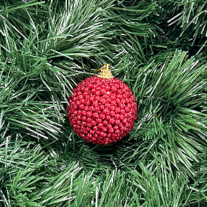 BOLA DECORADA NATAL GLITTER NO PVC VERMELHO 6CM