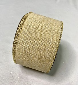 FITA NATAL ARAMADA LINHO BEGE DOURADO
