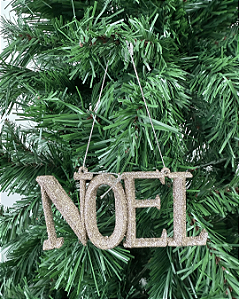 ENFEITE NATAL C/ GLITTER CHAMPANHE 13X5,5cm