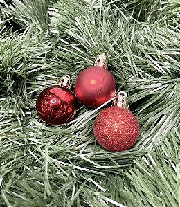 BOLA NATAL EM TUBO MISTA C/12 UND (VERMELHO) 3cm
