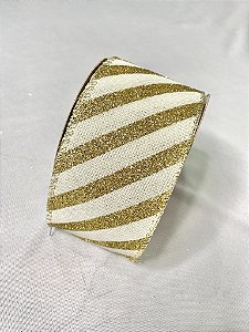 FITA NATAL ARAMADA LINHO BEGE DOURADO