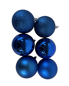 BOLA NATAL EM TUBO C/6 UND (AZUL) 8cm