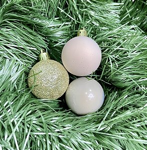 BOLA NATAL C/12 UND BEGE 4CM