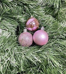BOLA NATAL C/12 UND ROSA CLARO 4CM