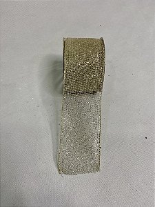 FITA NATAL TELA  GLITTER CHAMPANHE