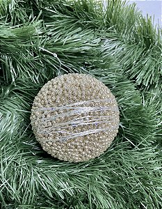 Bola Natal Champanhe 10 cm com 3 unidades