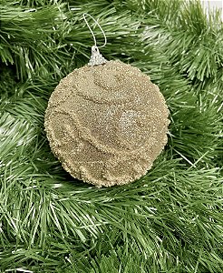 Bola Natal Champanhe 10 cm com 3 unidades