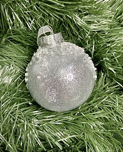 Bola Natal Prata 8 cm com 3 unidades
