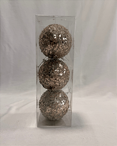 BOLA DOURADA 8CM JOGO COM 3 UN