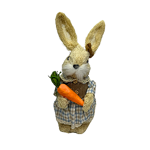 COELHO PASCOA FEMEA SISAL EM PE AZUL BEGE