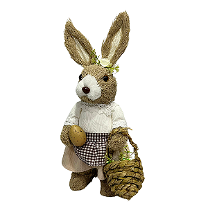 COELHO PASCOA FEMEA EM PE SISAL BEGE