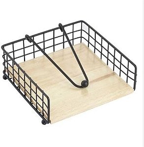 Porta guardanapo Buffet em metal com base de madeira