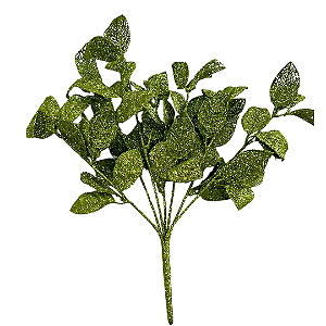 Folha decorativa natal c/ glitter verde 40cm 66268001