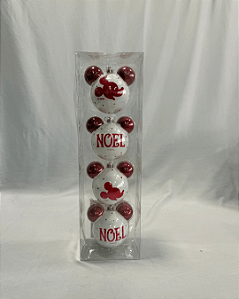 BOLA MICKEY BRANCO/VERMELHO 8CM JOGO COM 4 PC