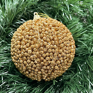 BOLA NATAL BRILHANTE OURO 10CM