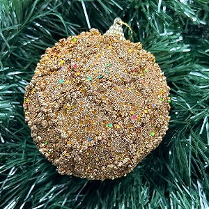 BOLA NATAL COM LOSANGOS OURO 10CM