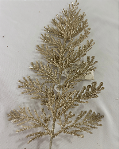 C.NATAL FOLHA C/GLITTER CHAMPANHE 39CM