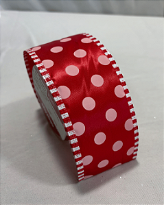 FITA ARAMADA EM CETIM VERMELHA DE POA, DISNEY 6,3cm x 9,14m