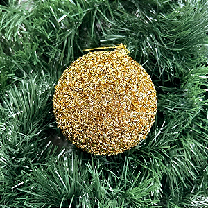 BOLA DECORADA NATAL NO PVC DOURADO