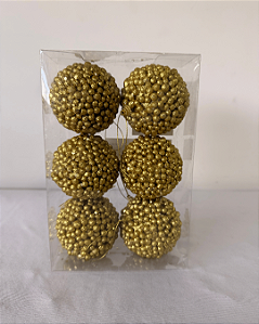 BOLA CRUNCH OURO 8CM JG C/6 PC