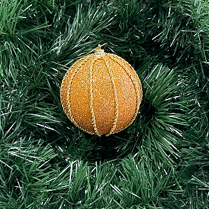 BOLA NATAL LISTRAS OURO 8CM
