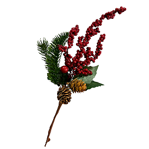 GALHO NATAL FOLHAS FRUTAS PINHA