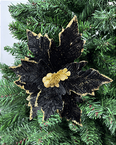 Poinsetia Decorativa Preta - 29cm